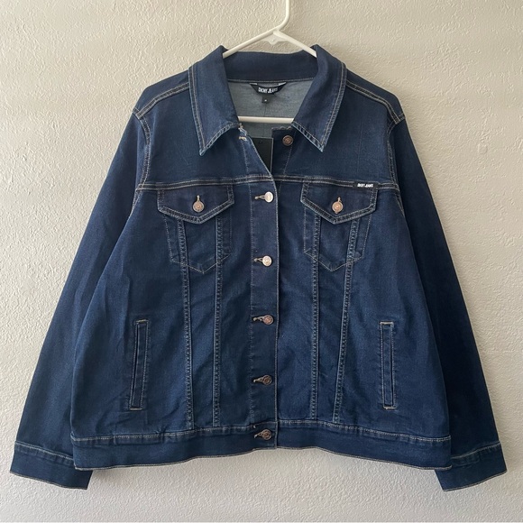 DKNY Jeans Denim Jean Jacket Women’s Plus Size 2X Blue Denim Jean Jacket NEW - Picture 1 of 5